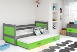 Ausziehbett für Jugendliche Richard, 90x200, mit Matratze und Schublade, grau/grün
