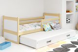 Ausziehbett für Jugendliche Richard, 90x200, mit Matratze und Schublade, Kiefer/weiß