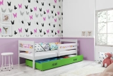 Jugendbett Erik, 80x190, mit Matratze und Schublade, weiß/grün