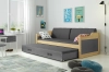 90 X 200 \ Kiefer \ Schublade + Zusatzbett \ Graphit \ Mit Matratze