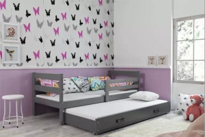Ausziehbett für Jugendliche Erik, 90x190, mit Matratze und Schublade, grau