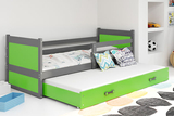 Ausziehbett für Jugendliche Richard, 90x200, mit Matratze und Schublade, grau/grün