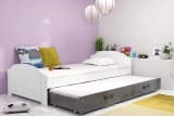 Ausziehbett für Jugendliche Lilly, 90x200, mit Schublade, weiß/grau