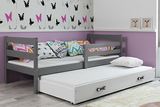 Ausziehbett für Jugendliche Erik, 80x190, mit Schublade, grau/weiß