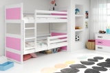 Stockbett für Jugendliche Richard, 90x200, mit Matratze, weiß/rosa