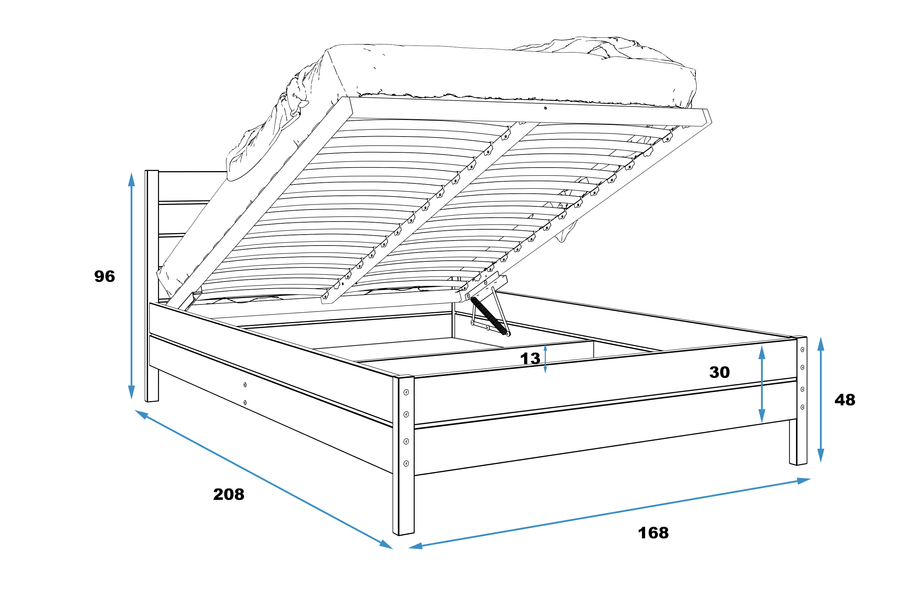 Doppelbett 160x200 – Continental Weiß mit hochklappbarem Lattenrost
