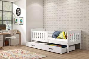 Kinderbett Jakob, 80x160, mit Matratze und Schublade, weiß