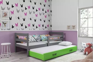 Ausziehbett für Jugendliche Erik, 90x190, mit Schublade, grau/grün