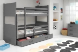 Stockbett für Jugendliche Richard, 90x200, mit Matratze und Schublade, grau