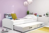 Ausziehbett für Jugendliche Lilly, 90x200, mit Matratze und Schublade, weiß