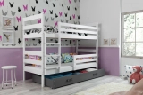 Stockbett für Jugendliche Erik, 90x200, mit Matratze und Schublade, weiß/grau