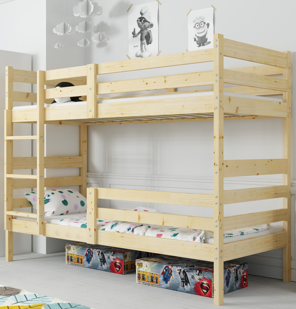 Stockbett für Jugendliche Erik, 90x190, mit Matratze, naturholz