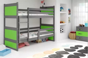 Stockbett für Jugendliche Richard, 90x190, mit Matratze, grau/grün
