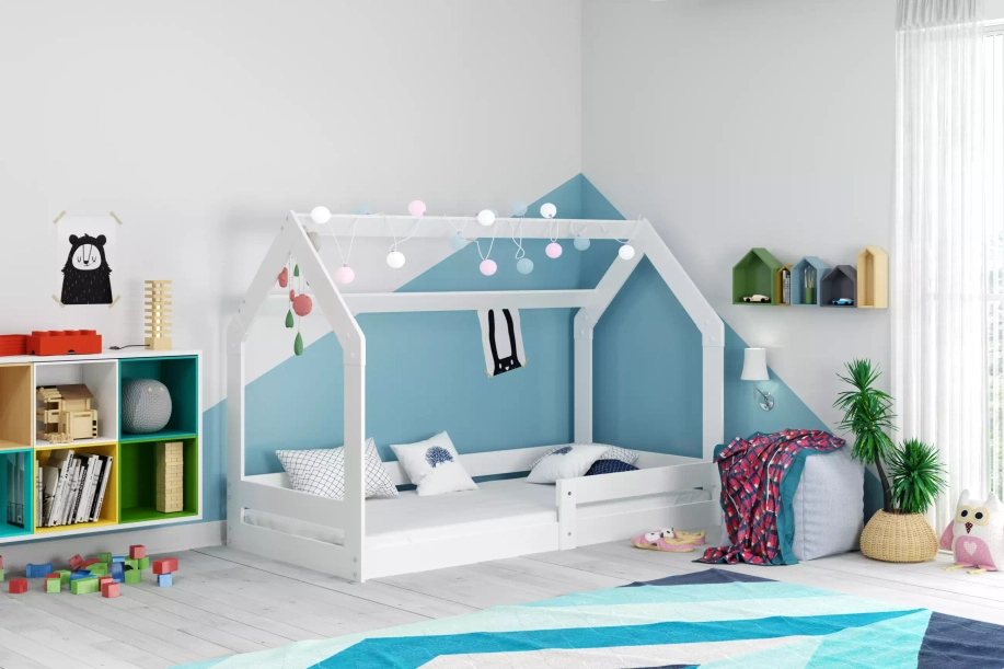 Hausbett 1 für Kinder, 80x160, mit Matratze, weiß