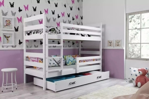 Stockbett für Jugendliche Erik, 90x200, mit Schublade, weiß