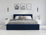Polsterbett Schlafzimmerbett Doppelbett HILTON 160X200 mit Matratze und Stauraum, blau