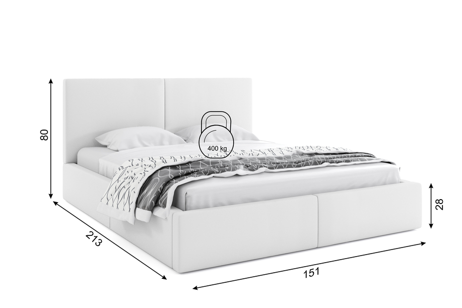 Polsterbett Schlafzimmerbett Doppelbett Hilton140X200, weiß