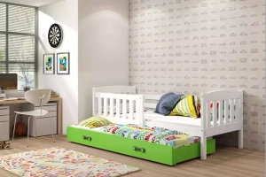 Ausziehbett für Jugendliche Jakob, 90x190, mit Schublade, weiß/grün