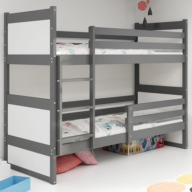 Stockbett für Jugendliche Richard, 90x200, grau/weiß
