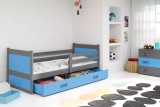 Jugendbett Richard, 90x200, mit Schublade, grau/blau