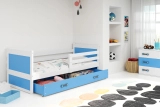 Jugendbett Richard, 90x200, mit Matratze und Schublade, weiß/blau