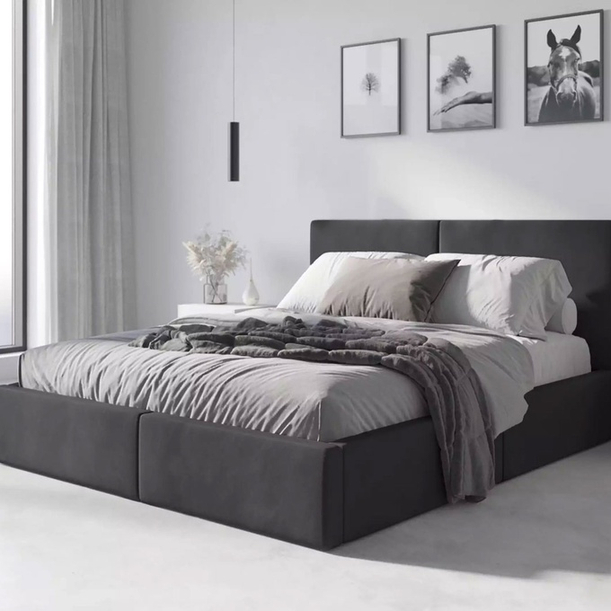 Polsterbett Schlafzimmerbett Doppelbett Hilton 140X200, graphit