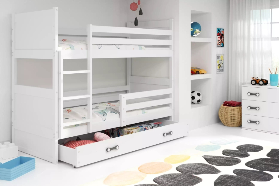 Stockbett für Jugendliche Richard, 90x200, mit Schublade, weiß