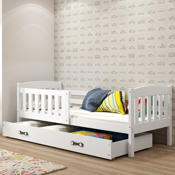 Jugendbett Jakob, 90x200, mit Schublade, weiß