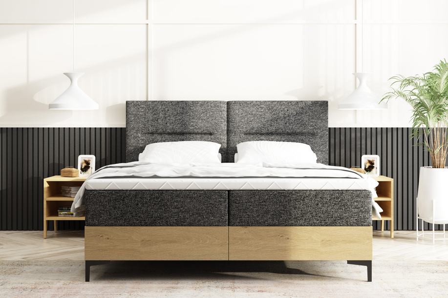 Boxspringbett 160x200 mit Stauraum und Matratzen aus Eiche Imperial