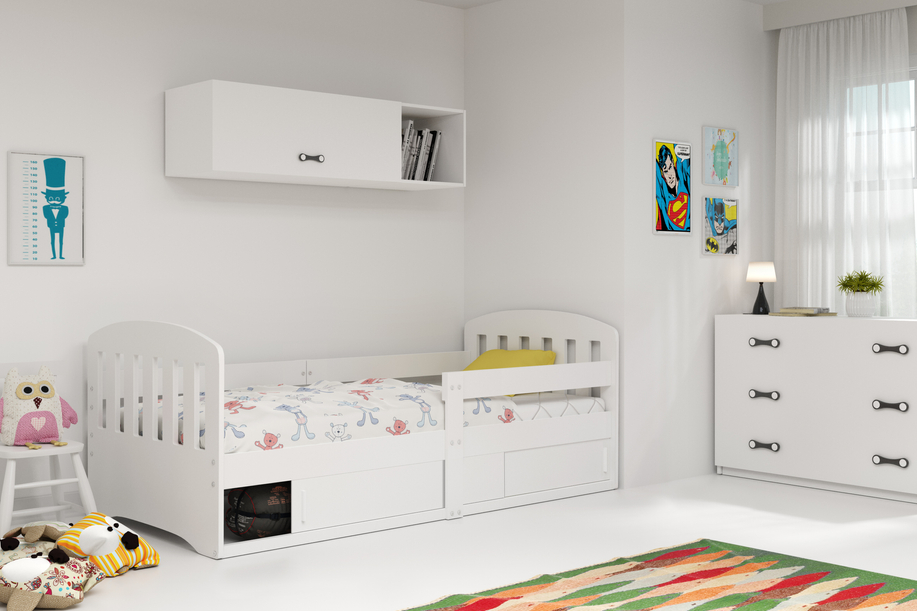 Kinderbett Classic, 80x160, mit Matratze und Stauraum, weiß