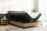 Boxspringbett 160x200 mit Stauraum und Matratzen aus Eiche Imperial