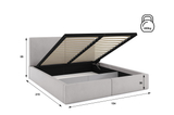 Polsterbett Schlafzimmerbett Doppelbett HILTON 140X200 mit Stauraum, hellgrau