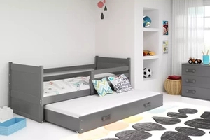 Ausziehbett für Jugendliche Richard, 90x200, mit Schublade, grau