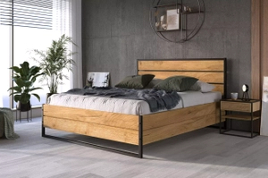 Doppelbett Loft, 120x200, mit Stauraum, aus Eichenholz