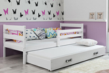 Ausziehbett für Jugendliche Erik, 90x200, mit Matratze und Schublade, weiß