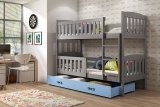 Stockbett für Jugendliche Jakob, 90x190, mit Matratze und Schublade, grau/blau