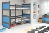 Stockbett für Jugendliche Richard, 90x200, mit Matratze, grau/blau