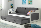 Ausziehbett für Jugendliche David, 90x200, mit Matratze und Schublade, weiß/grau