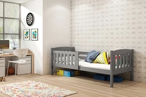 Kinderbett Jakob, 80x160, mit Matratze, grau