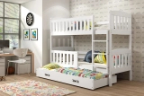 Etagenbett für drei Personen Jakob, 90x200, mit Matratze, Schublade, weiß