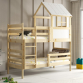 Hochbett in Hausform mit Dach – Erik aus Naturholz 90x190