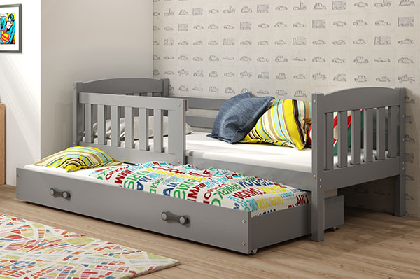 Ausziehbett für Jugendliche Jakob, 80x190, mit Schublade, grau