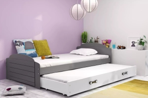 Ausziehbett für Jugendliche Lilly, 90x200, mit Schublade, grau/weiß