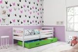 Jugendbett Erik, 80x190, mit Schublade, weiß/grün