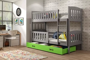 Stockbett für Jugendliche Jakob, 90x190, mit Schublade, grau/grün