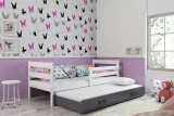 Ausziehbett für Jugendliche Erik, 90x200, mit Schublade, weiß/grau