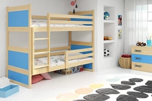 Stockbett für Jugendliche Richard, 90x200, mit Matratze, Kiefer/blau