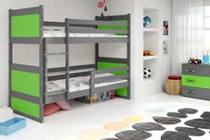 Stockbett für Jugendliche Richard, 90x200, mit Matratze, grau/grün