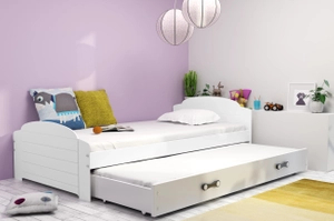 Ausziehbett für Jugendliche Lilly, 90x200, mit Matratze und Schublade, weiß