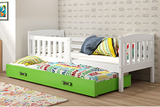 Ausziehbett für Jugendliche Jakob, 80x190, mit Matratze und Schublade, weiß/grün